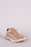 Liliana Textured Metallic Holographic Lace Up Rigged Sneaker