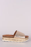 Bamboo Metallic Glitter Espadrille Trim Flatform Slide Sandal