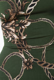 Chain Print Scoop Neck Long Sleeve Bodycon Dress