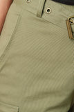 High Waisted Eyelet Belted Cargo Pants