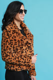 Faux Fur Leopard Oversized Collar Jacket
