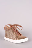 Encrusted-Glitter Lace Up High Top Sneaker