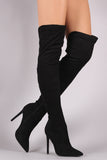 Liliana Suede Back Caged Pointy Toe Stiletto Over-The-Knee Boots