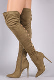 Liliana Suede Back Caged Pointy Toe Stiletto Over-The-Knee Boots