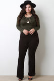 Ribbed Knit High Waisted Flare Pants