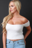 Bardot Fuzzy Chenille Sweater Crop Top
