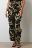 Camouflage Pattern Self Tie Paper Bag Pants