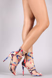 Liliana Printed Scallop Strap Open Toe Stiletto Heels