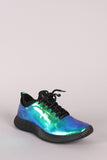 Holographic Textured Lace Up Rigged Sneaker