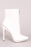 Wild Diva Lounge Leather Studded Pointy Toe Stiletto Booties