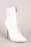 Wild Diva Lounge Leather Studded Pointy Toe Stiletto Booties