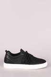 Qupid Leather Lace-Up Netted Low Top Sneaker