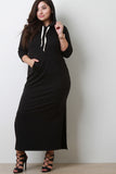 French Terry Hooded Long Sleeves Maxi Dress