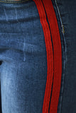 Ribbon Striped High Waisted Skinny Denim Jeans