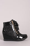 Glitter Encrusted Lace-Up High Top Wedge Sneaker