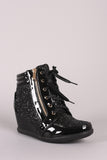 Glitter Encrusted Lace-Up High Top Wedge Sneaker