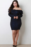 Filigree Tiered Ruffled Off The Shoulder Dress