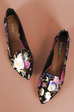 Bamboo Floral Suede Pointy Toe Loafer Flat
