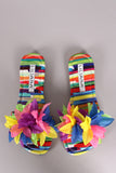 Liliana Multi Color Floral Accent Slide Sandals