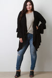 Draped Open Front Ruffle Sleeves Cardigan
