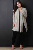Knotted Front Waist Tie Marled Cardigan