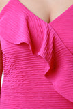 Diagonal Ruffle Textured Knit Bodycon Dress