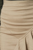 Cascading Raw Edge Ruffle Khaki Skirt