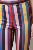 Multicolor Stripe Print High Rise Bell Bottom Pants