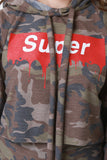 Super Screen Print Camouflage Hooded Top With Leggings Set