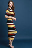 Horizontal Striped Knit Maxi Dress