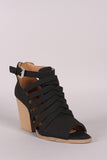 Qupid Strappy Caged Chunky Heeled Booties