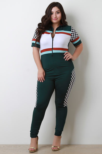 Racer Checked Jumpsuit