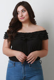 Tiered Ruffled Off-The-Shoulder Chiffon Top