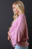 Open Front Statement Sleeves Sweater Knit Cardigan