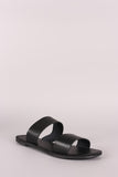 Double Band Vegan Leather Slide Flat Sandal