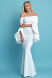 Ruffle Trumpet Sleeve Mermaid Maxi Dress