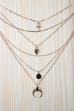 Stone Horn Charm Layered Necklace