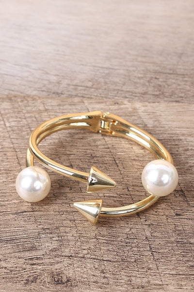 Spike with Pearls Cuff Bracelet