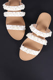 Triple Straps Pearl Slide Sandals