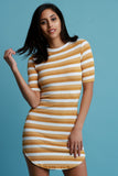 Striped Short Sleeves Mini Dress