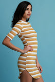 Striped Short Sleeves Mini Dress