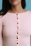 Button Up Ribbed Knit Midi Dress