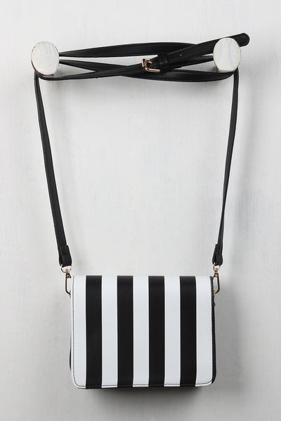 Contrast Striped Crossbody Clutch Bag