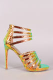Holographic Snake Embossed Strappy Stiletto Heel