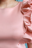Beaded Ruffle Asymmetrical Top With Midi Skirt Set