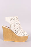 Qupid Perforated Cage Wooden Platform Wedge