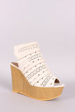 Qupid Perforated Cage Wooden Platform Wedge