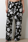 Contrast Floral Palazzo Pants