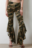 Camouflage Asymmetrical Bell Bottom Pants