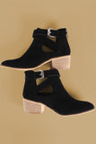 Suede Crisscross Buckled Strap Ankle Boots